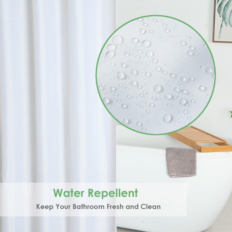 WellColor White Shower Curtain Liner 72 x 74 Inches Long, Water Repellent Polyester Bathroom Fabric Shower Curtains for Spa and Hotel Quality, Machine Washable - Image 3